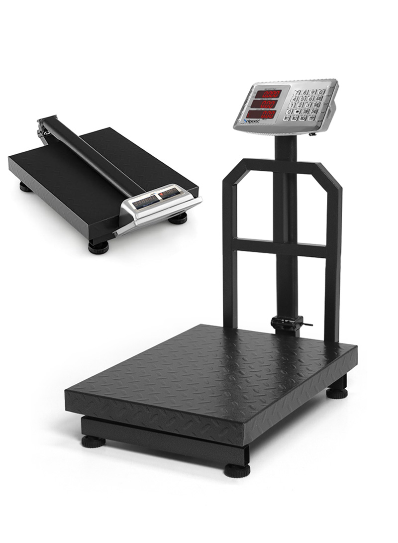 150Kg/500kg Foldable Double-Sided LED Display Electric Platform Scale, 6V Rechargeable Heavy Duty Scale with Power Switch SC-5 (L40 x W30 x H70)cm - with Support Bracket