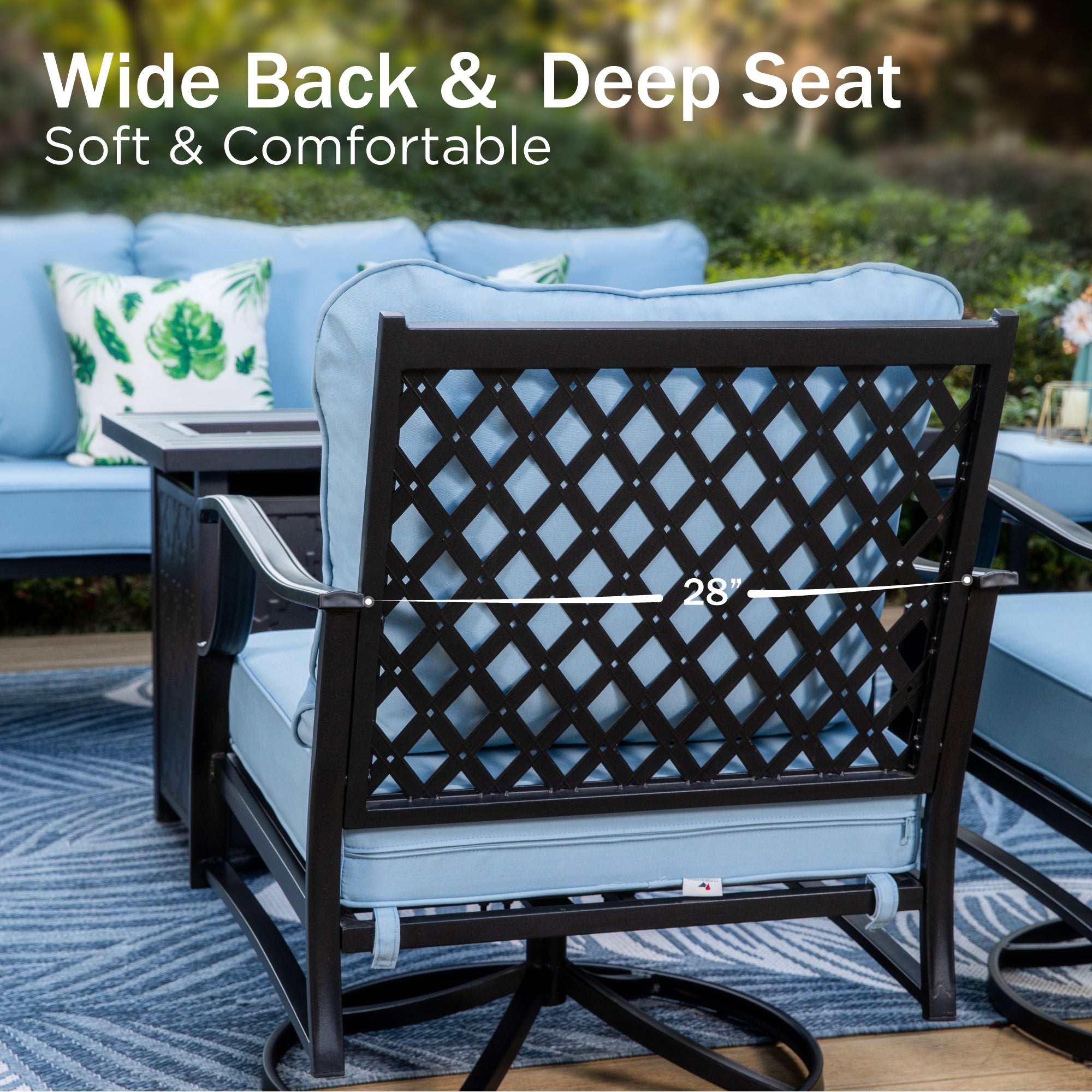 [Limited Time Offer] Phi Villa 4-Seater Outdoor Steel Conversation Sofa Set With Fire Pit Table