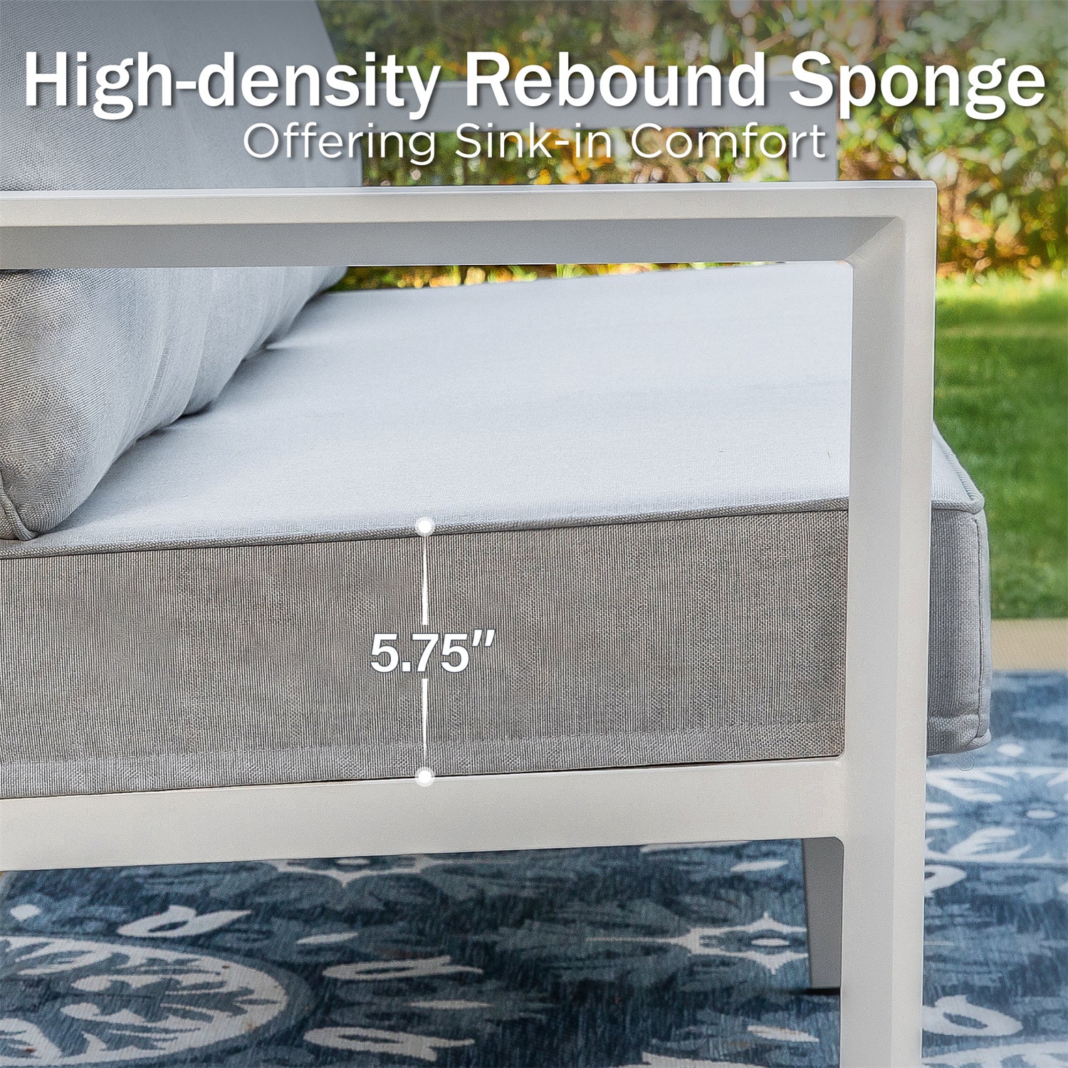 [Limited Time Offer] Phi Villa 7-Seater Patio Aluminum Sofa With Rectangle Metal Gas Fire Pit Table