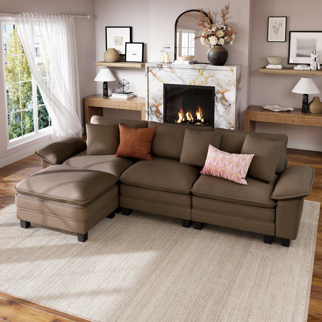 [Today's Specials] Phi Villa Large Living Room Modular Sectional Couch Chenille with Ottoman