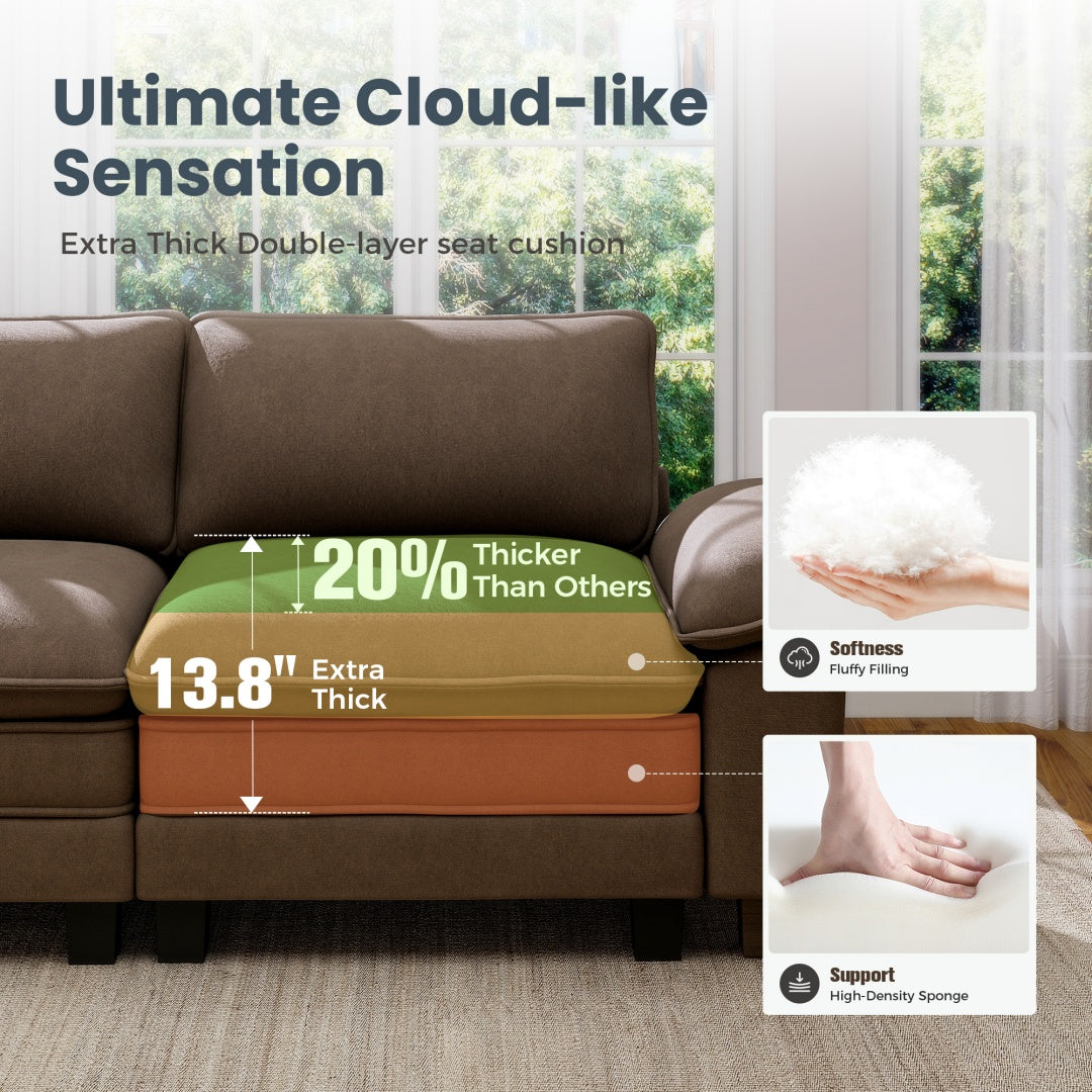 [Today's Specials] Phi Villa Large Living Room Modular Sectional Couch Chenille with Ottoman