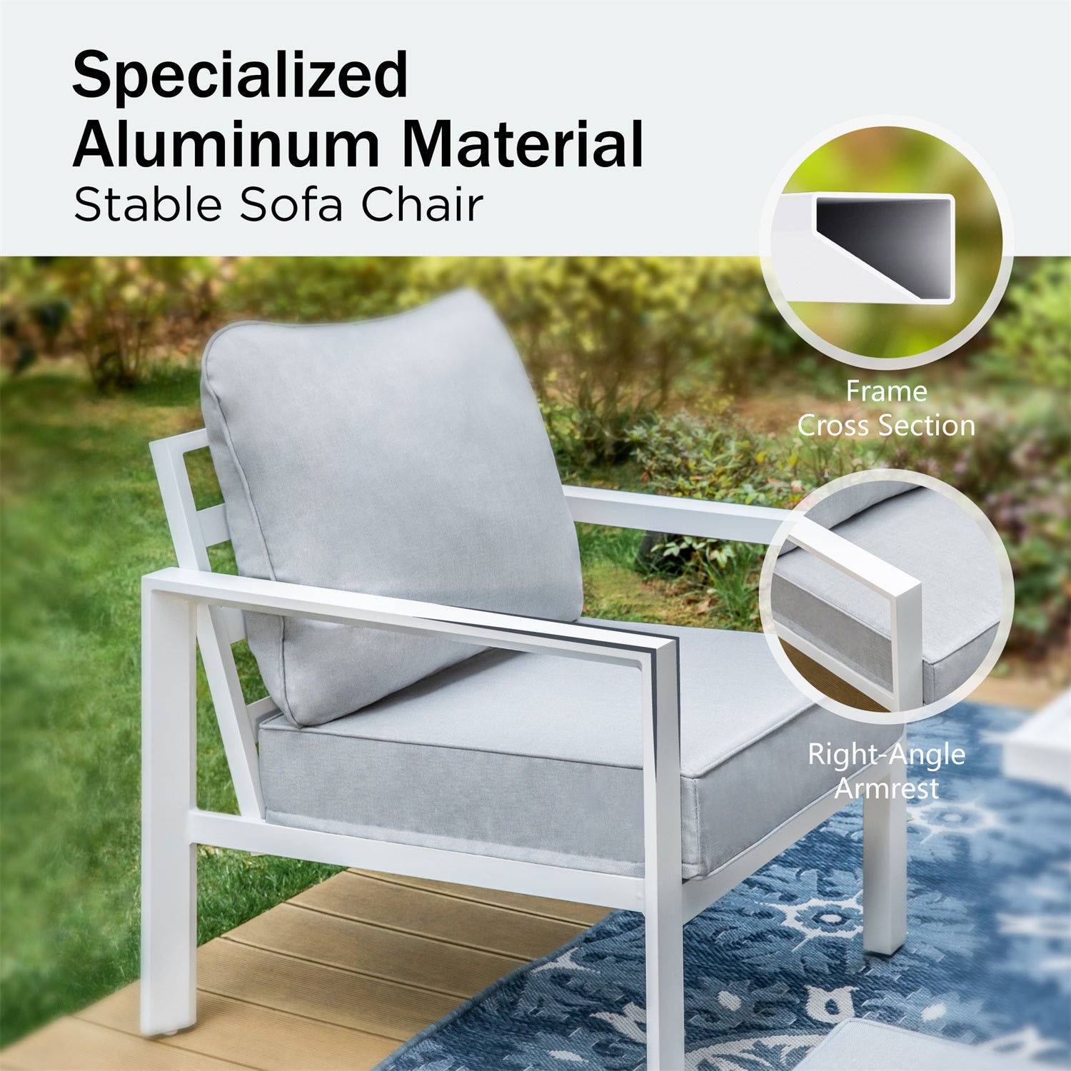 [Limited Time Offer] Phi Villa 7-Seater Patio Aluminum Sofa With Rectangle Metal Gas Fire Pit Table