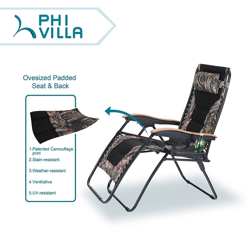 [Limited time sale] PHI VILLA Oversized Padded Zero Gravity Chair Adjustable Recliner With Cup Holder