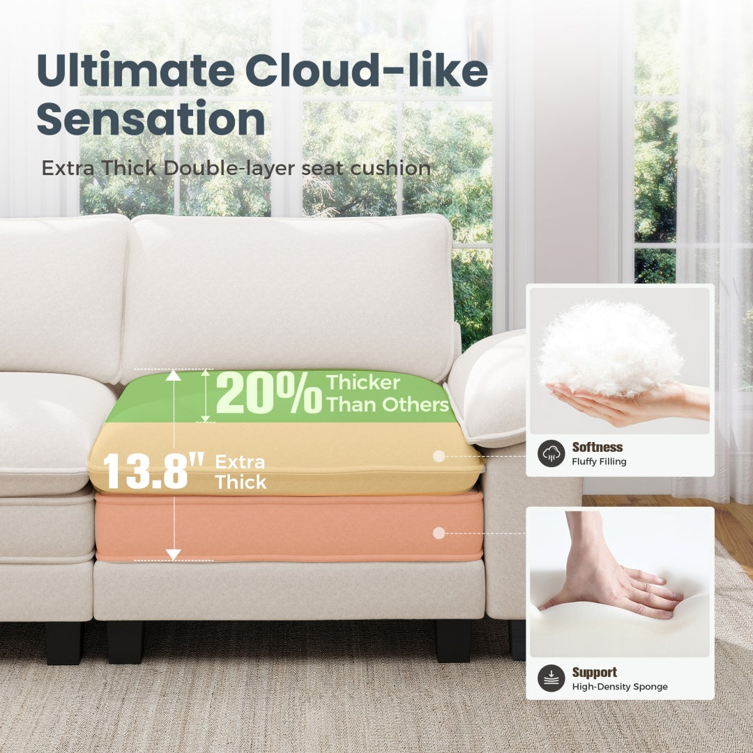 [Today's Specials] Phi Villa Large Living Room Modular Sectional Couch Chenille with Ottoman