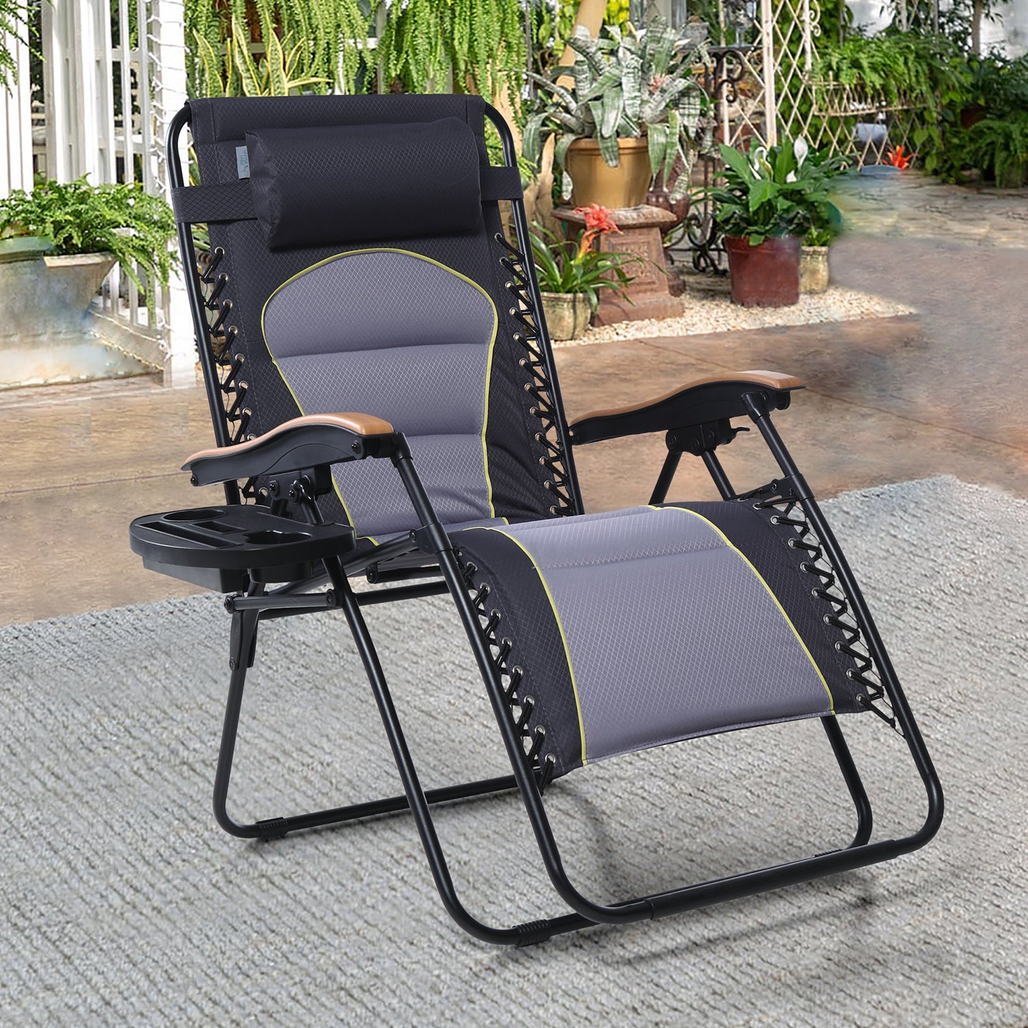 [Limited time sale] PHI VILLA Oversize Padded Adjustable Zero Gravity Chair with Cup Holder