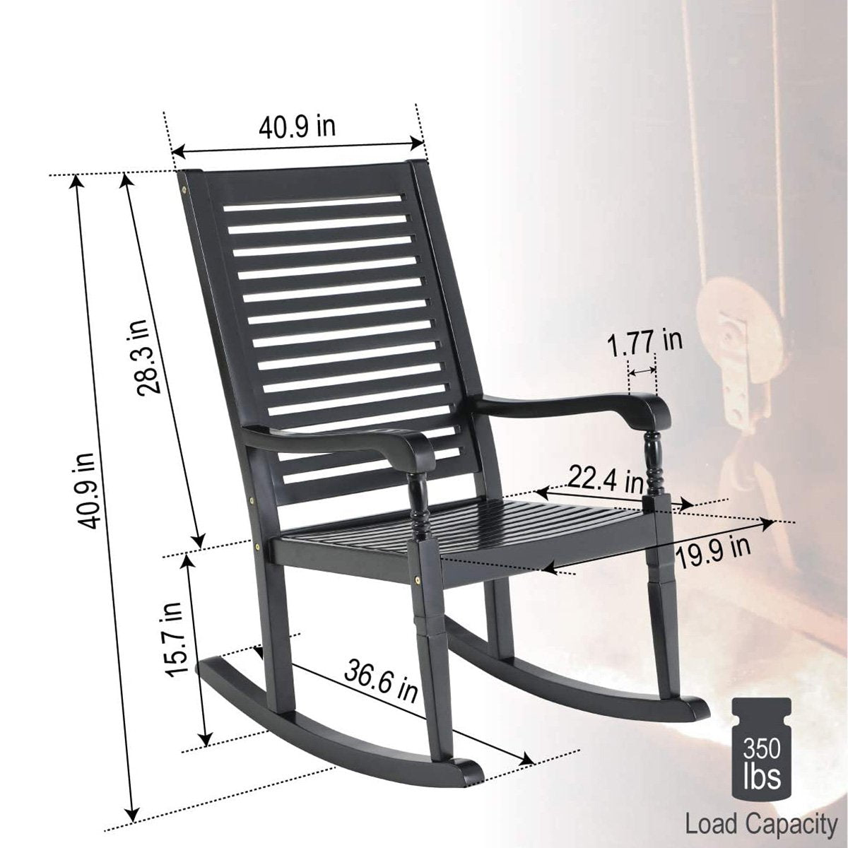 [Limited time sale] PHI VILLA Outdoor 1 Piece Acacia Wood Rocking Chair Garden Rocker Chair