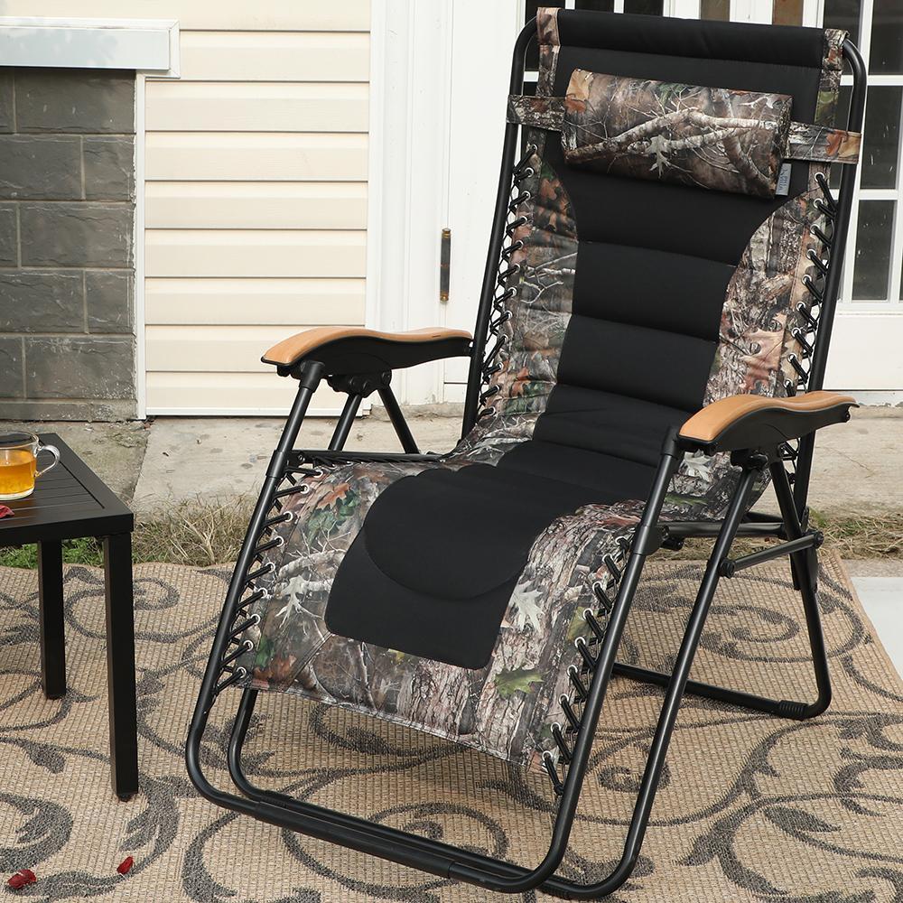 [Limited time sale] PHI VILLA Oversized Padded Zero Gravity Chair Adjustable Recliner With Cup Holder