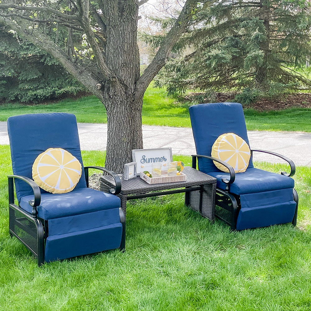 [Limited time sale] PHI VILLA Patio Lounge Chair Adjustable Metal Relaxing Recliner