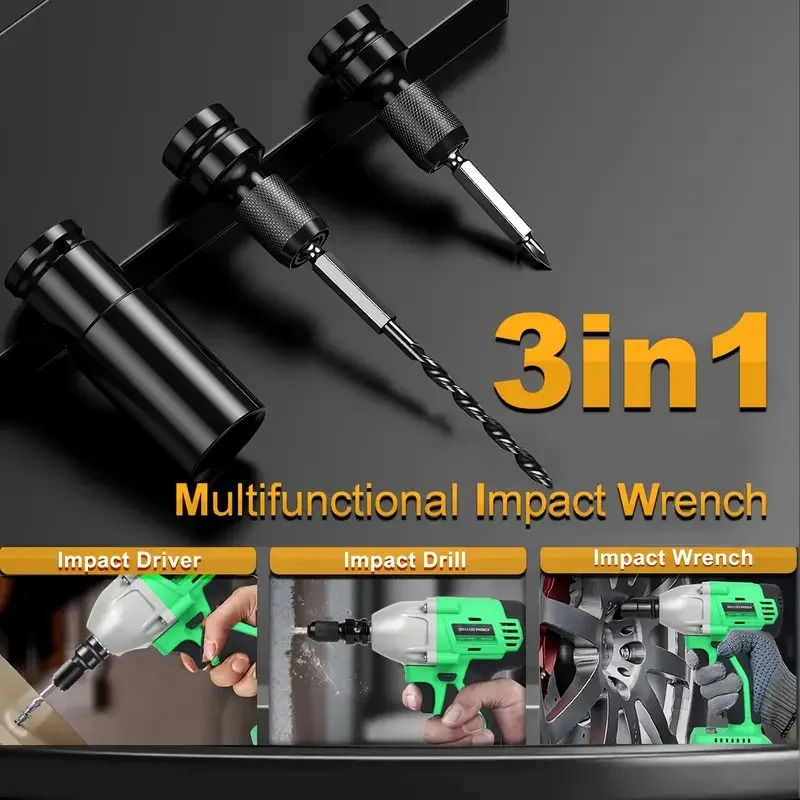 💝Last day clearance✨Tegatok Pro Cordless Impact Wrench - 430Nm Powerhouse with 2400 RPM, Brushless Motor, 4000 mAH Battery & 6 Socket Set - Rapid Charger, Tool Bag, 3-in-1 Design for Car & Home