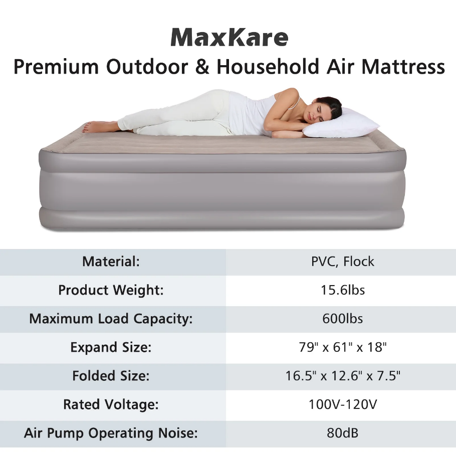 💥iDOO Queen-Size Inflatable Air Mattress with Built-in Pump, Quickly Inflates in 3 Minutes