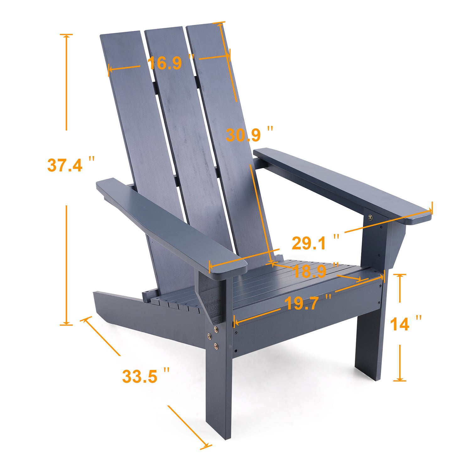 [Limited time sale] Phi Villa Outdoor High Back Wooden Lounge Adirondack Chair