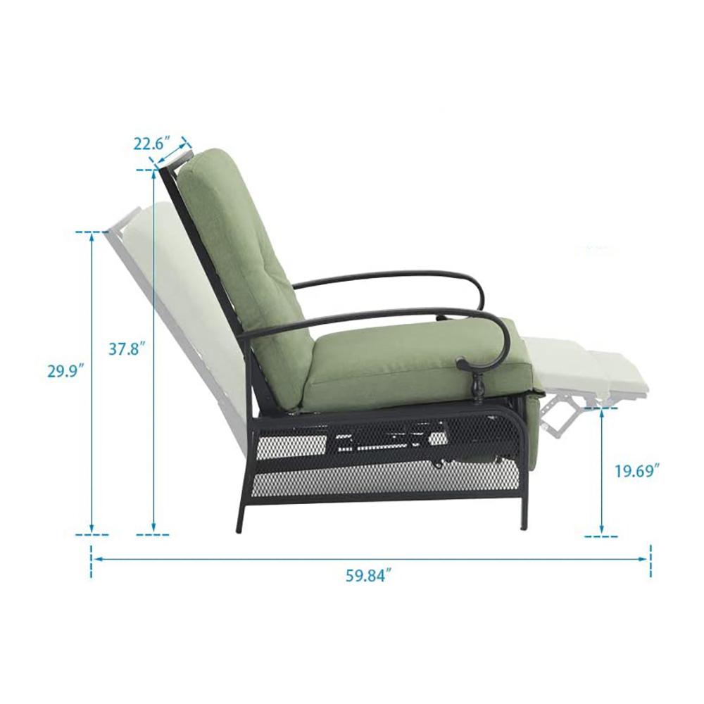 [Limited time sale] PHI VILLA Patio Lounge Chair Adjustable Metal Relaxing Recliner