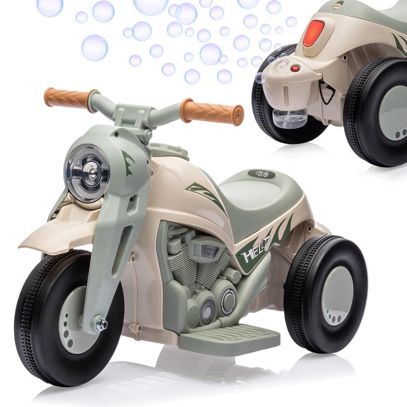 🎉Buy 1 get 1 free🎉GARVEE 3-Wheel Electric Motorcycle with Bubble Function, Led Headlights, Music, Pedal, Forward/Reverse - Ride-On Toy in Multiple Colors