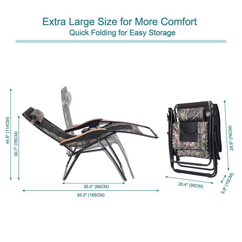 [Limited time sale] PHI VILLA Oversized Padded Zero Gravity Chair Adjustable Recliner With Cup Holder