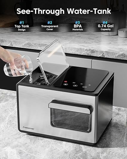 Freezimer Dreamice X3 | Nugget Ice Maker Countertop Sonic Ice Kid-Friendly