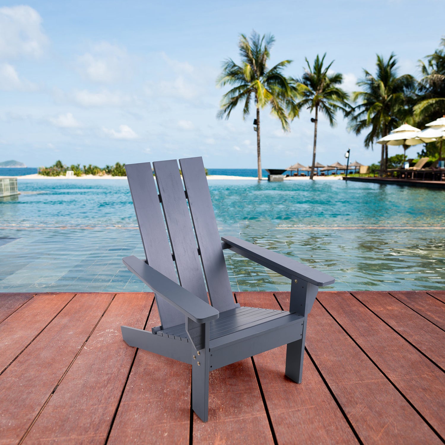 [Limited time sale] Phi Villa Outdoor High Back Wooden Lounge Adirondack Chair
