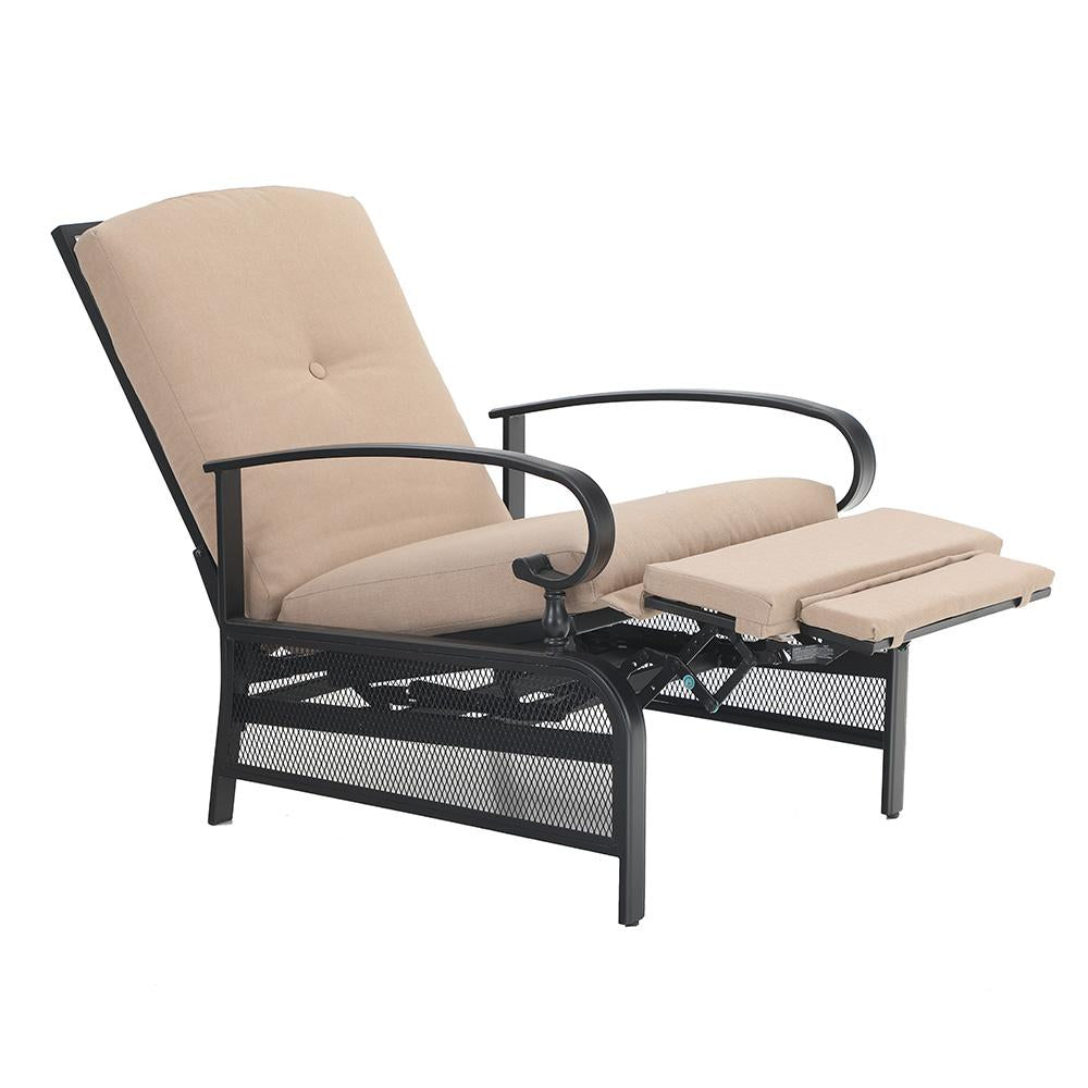[Limited time sale] PHI VILLA Patio Lounge Chair Adjustable Metal Relaxing Recliner