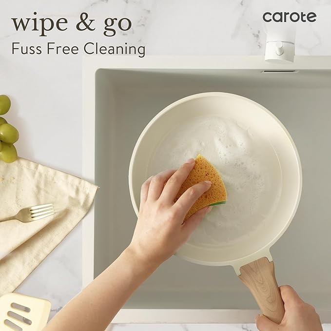 CAROTE 21-piece ceramic non-stick cookware set with frying pan and saucepan