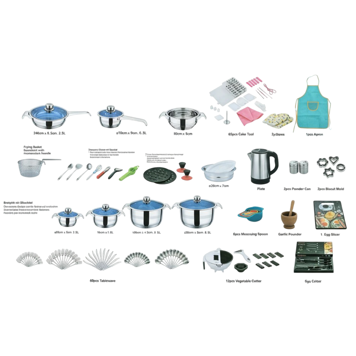 💥Drop price: GH₵ 369 only!💥220-Piece Stainless Steel Cookware Set – Complete Kitchen Solution for Every Home