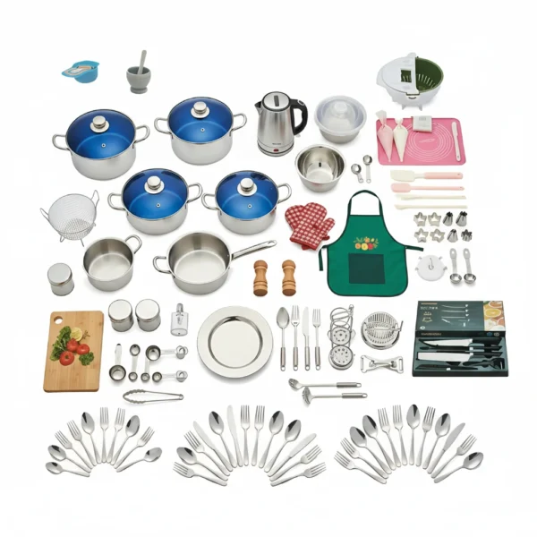 💥Drop price: GH₵ 369 only!💥220-Piece Stainless Steel Cookware Set – Complete Kitchen Solution for Every Home