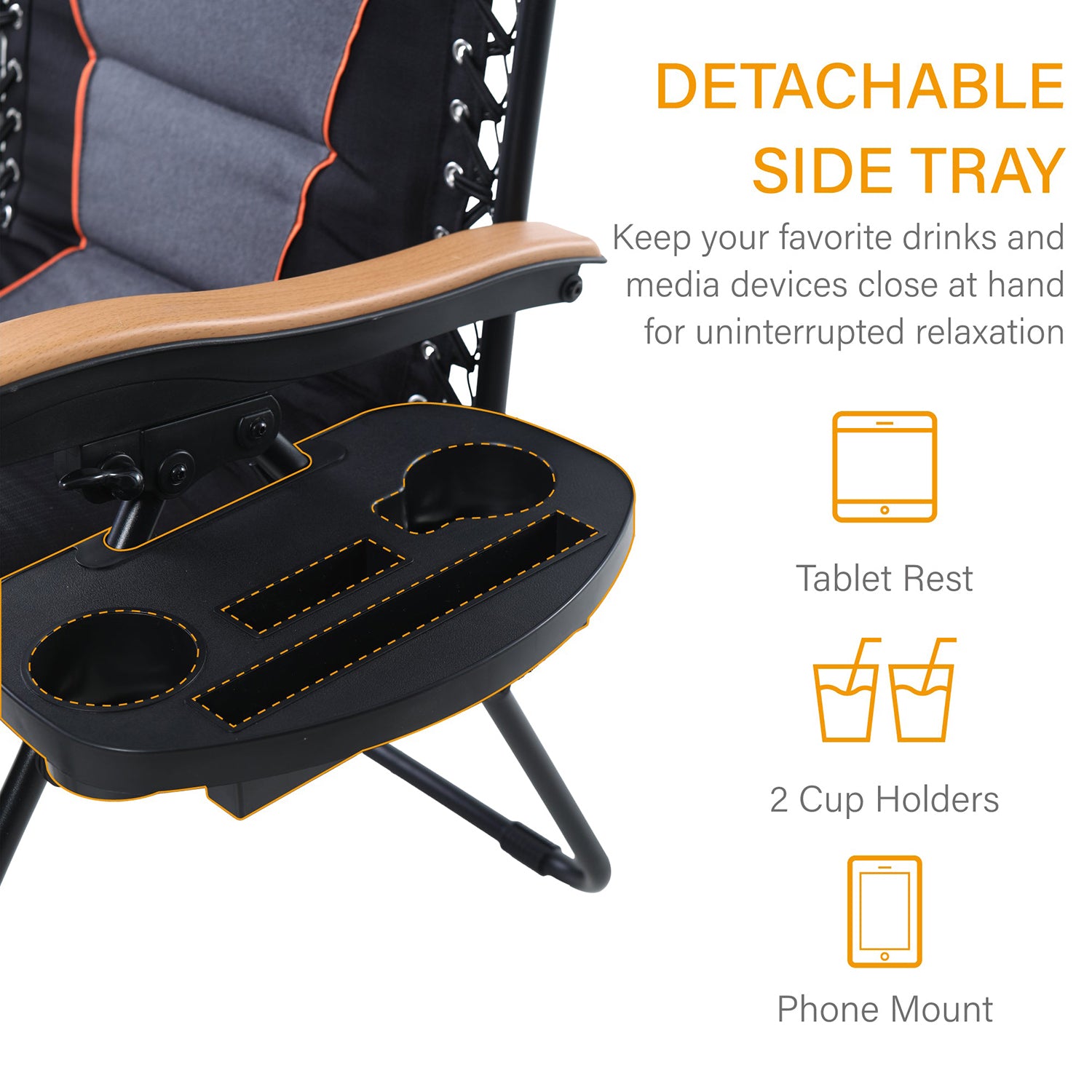 [Limited time sale] PHI VILLA Oversize Padded Adjustable Zero Gravity Chair with Cup Holder