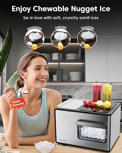 Freezimer Dreamice X3 | Nugget Ice Maker Countertop Sonic Ice Kid-Friendly