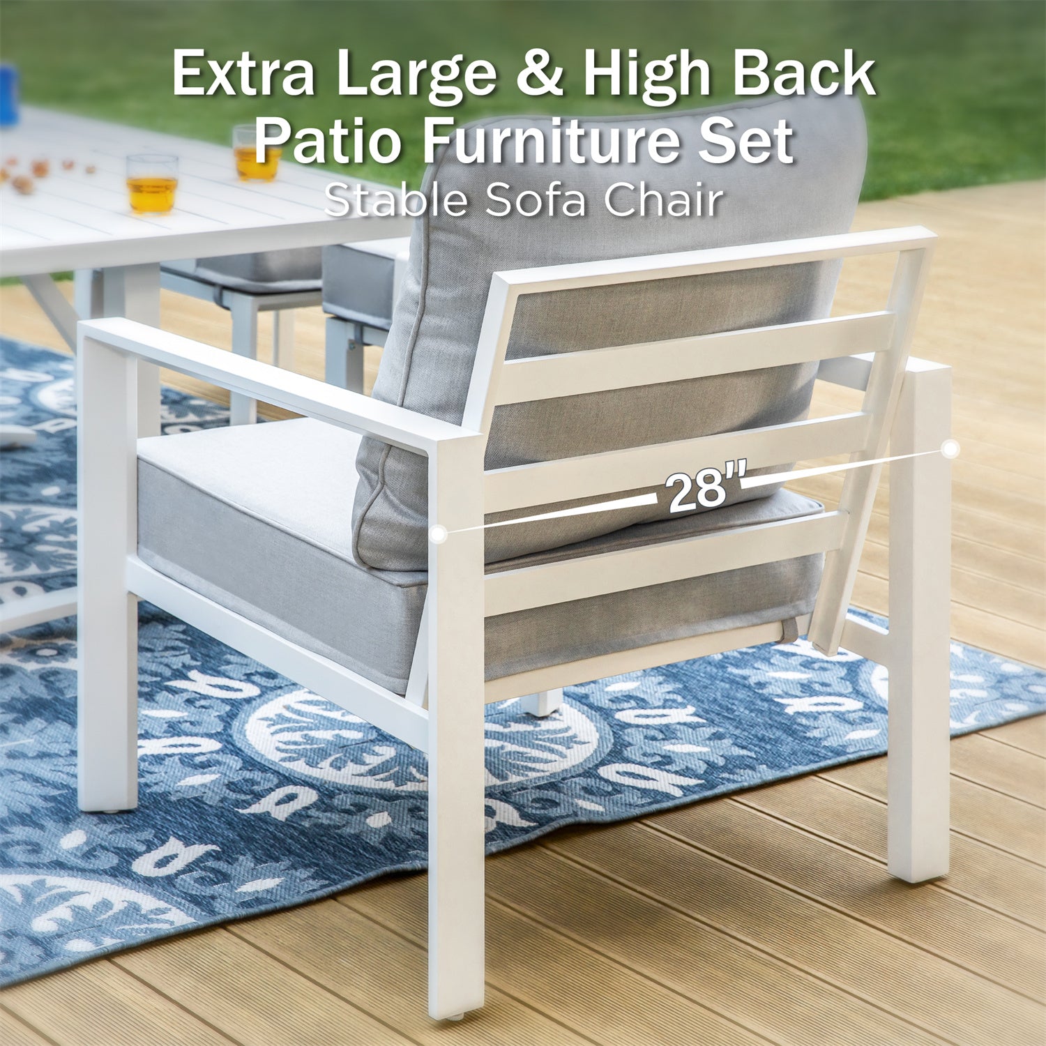 [Limited Time Offer] Phi Villa 7-Seater Patio Aluminum Sofa With Rectangle Metal Gas Fire Pit Table