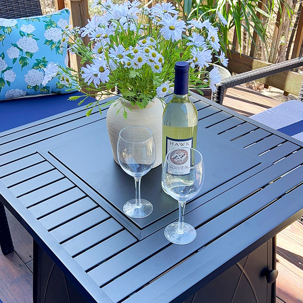 [Limited Time Offer] Phi Villa 4-Seater Outdoor Steel Conversation Sofa Set With Fire Pit Table