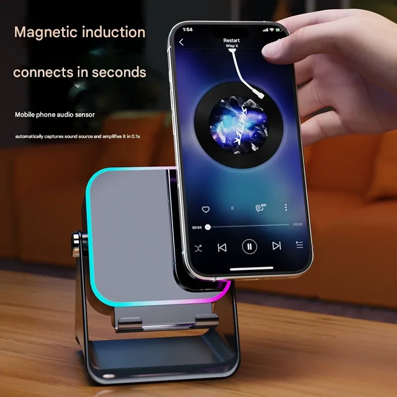 Wireless Induction Bluetooth Speaker with Adjustable Phone Stand