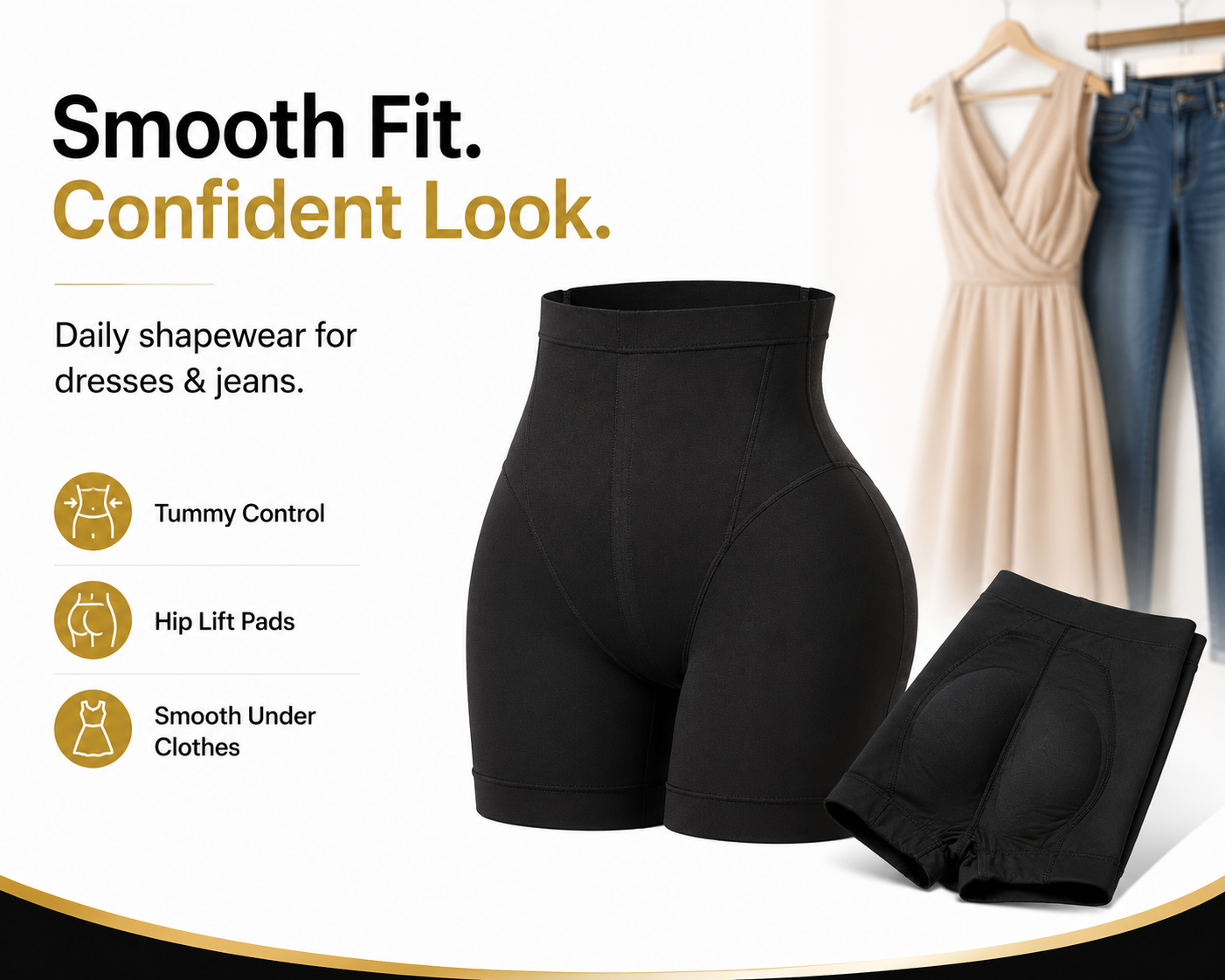 Padded Butt Lift Shapewear High Waist Tummy Control Girdle Slimming Body Shaper Postpartum Waist Trainer For Women Daily Wear