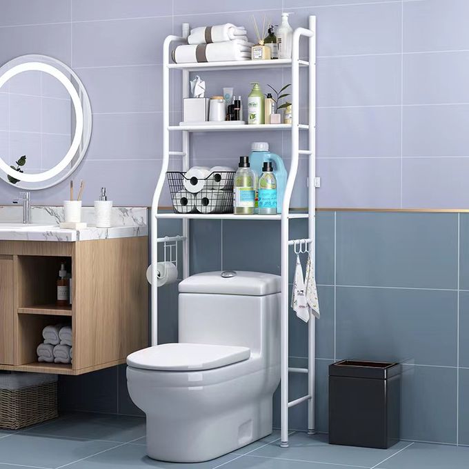 3 Tier Over Toilet Bathroom Storage Rack Shelf Organizer Space Saver - White