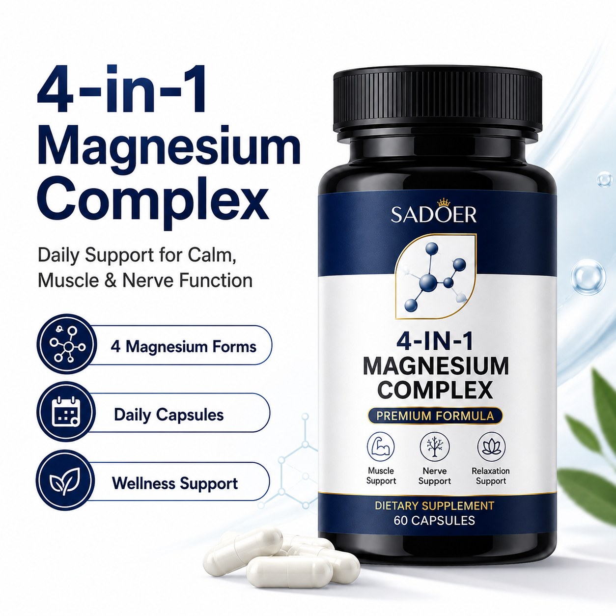 4-in-1 Magnesium Complex Capsules – Daily Support for Calm, Muscle & Nerve Function