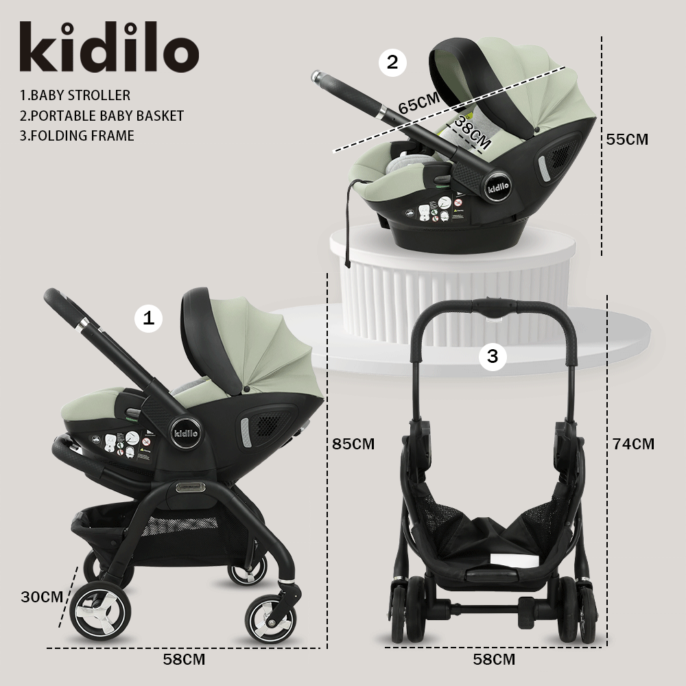 3-in-1 Baby Stroller & Car Seat Set – Foldable Travel Pram for Safe Baby Trips