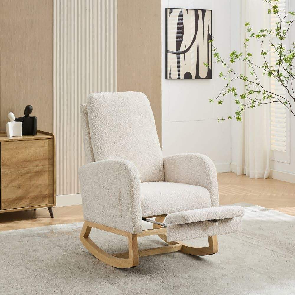 Luxury Nursery Glider Rocking Chair with Ottoman – Comfortable Breastfeeding & Baby Feeding Chair for Mom