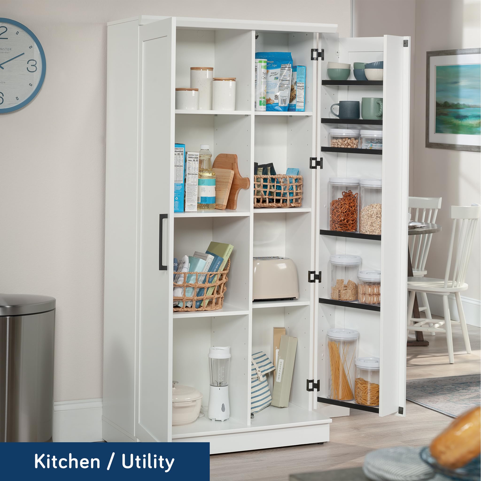 Large Capacity Kitchen Pantry Storage Cabinet with Adjustable Shelves & Swing Doors – Multi-Purpose Food, Utensil & Home Organizer