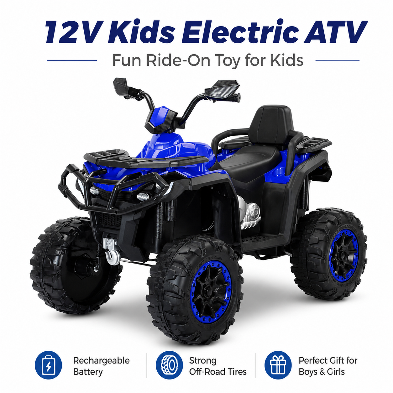 12V Kids Electric ATV Ride-On Car – Rechargeable Quad Bike Toy for Birthday Gift & Outdoor Play