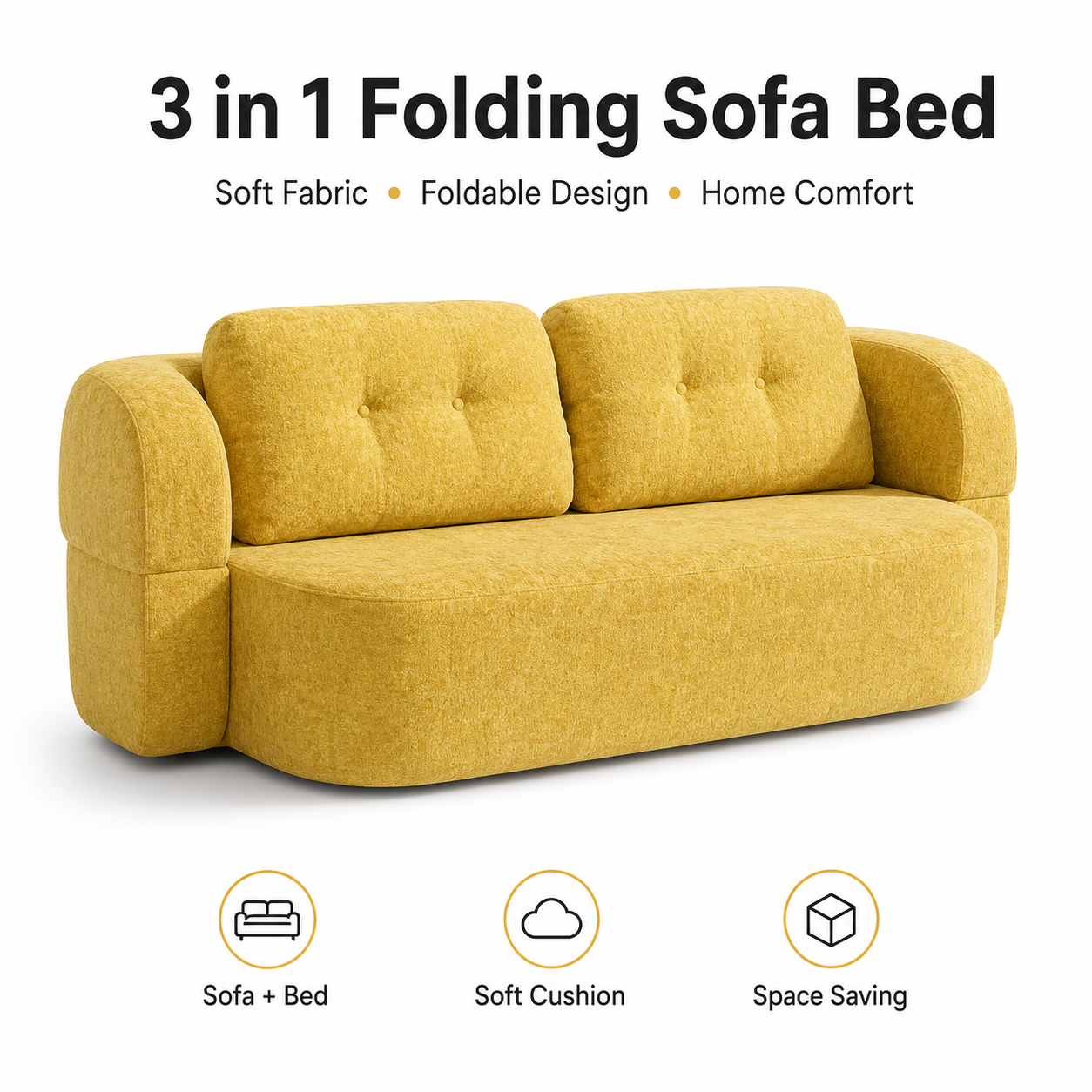3 in 1 Compressed Folding Sofa Bed – Adjustable Lazy Sofa Sleeper for Living Room & Apartment