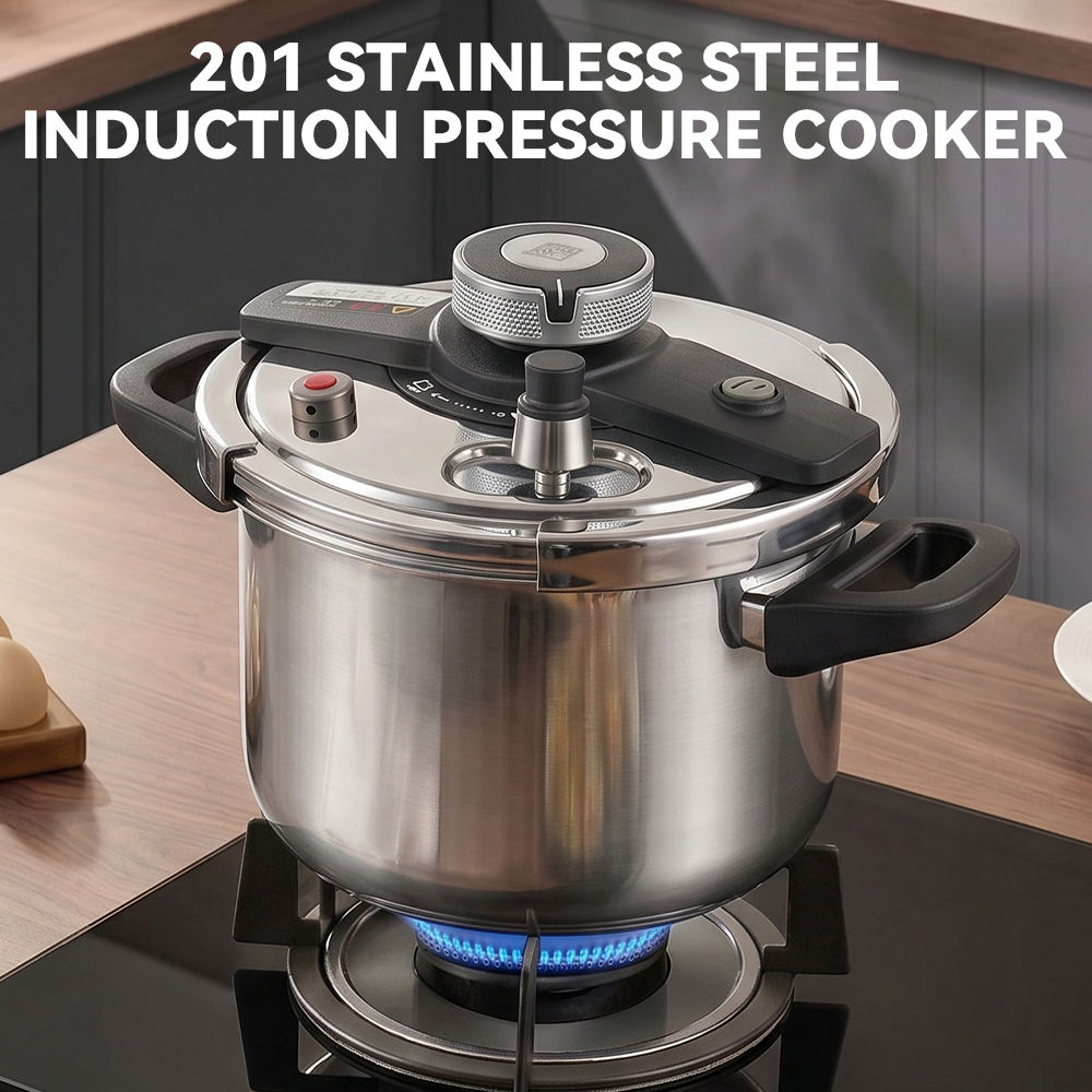 Heavy-Duty Stainless Steel Pressure Cooker – Fast Cooking Pot for Family Meals & Restaurant Use