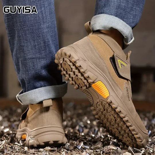 Men’s Brown Safety Work Shoes – Strong Steel Toe Construction Boots