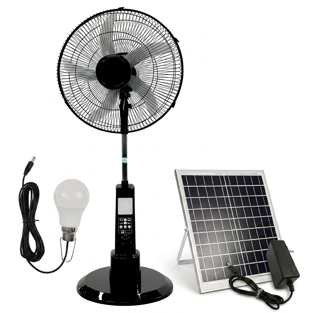 Customized Charge Quiet Motor Solar Stand Fan Rechargeable Control Outdoor Solar Power Floor Fan with Solar Panel