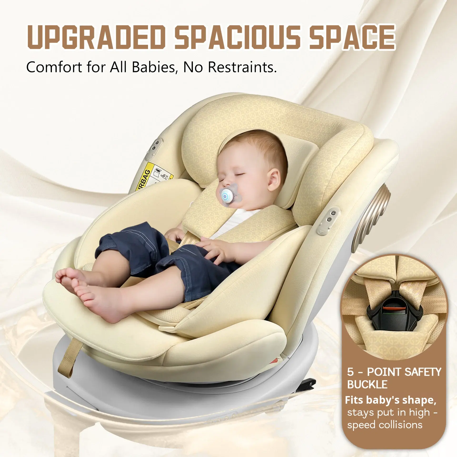 360° Rotating Baby Car Seat – Foldable ISOFIX Safety Seat for Newborns & Kids 0–12 Years