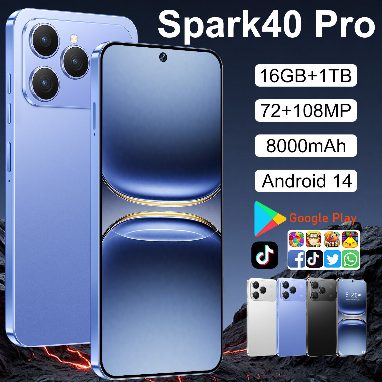 🔥Like New TECNO Spark 40 5G – 7.3 Inch HD Gaming Display, Dual Sim Smartphone