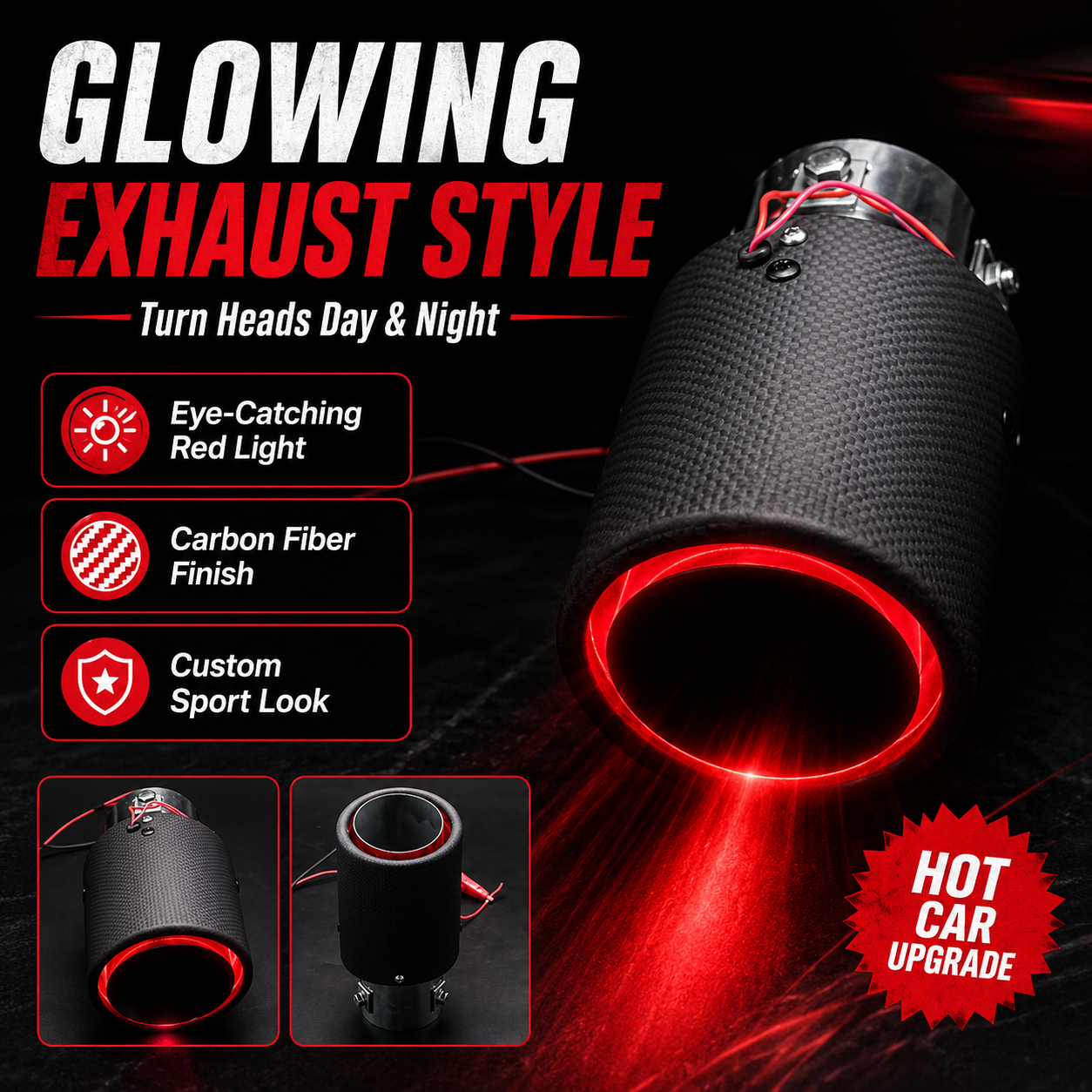 Carbon Fiber LED Exhaust Tip for Car Tail Pipe