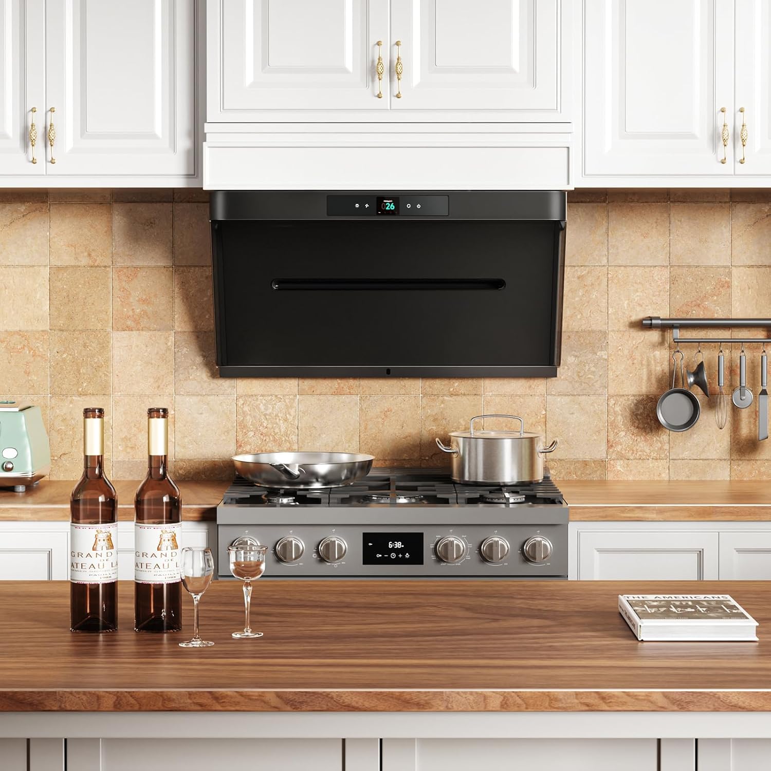 🎄2025 Christmas Sales🎅CLEA DEEP 36 Wall-mount/Under Cabinet Range Hood with Touchscreen,4 Speed-settings and PM2.5 Real-time Monitoring|Anti-escape Barrier Air Curtain Technology|Delay Shutoff &13m/s High Wind Speed-Black
