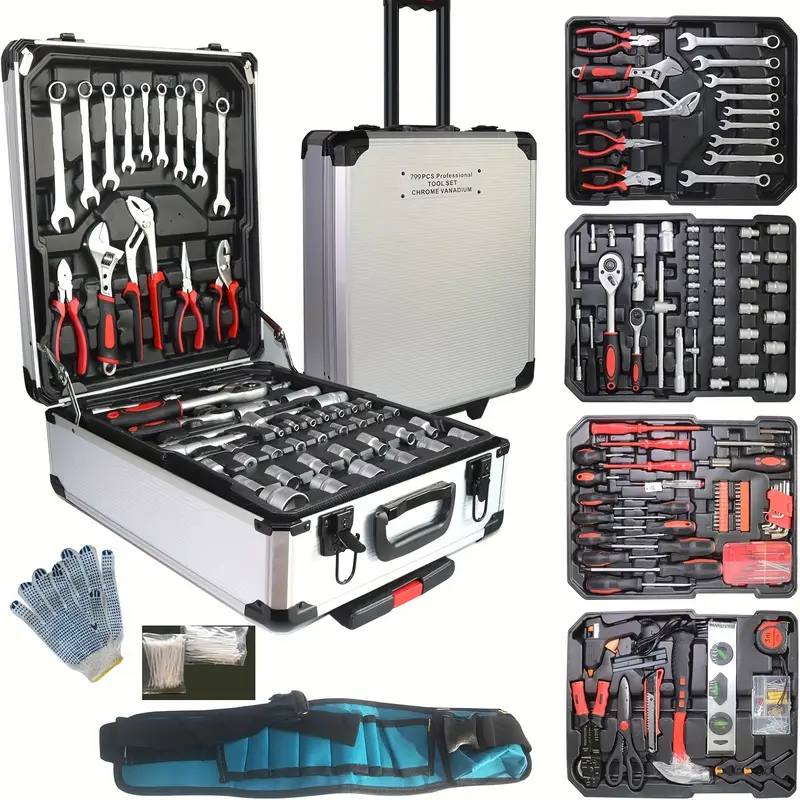 🔥Last Day For Clearance⏳799pcs Aluminum Trolley Case Tool Set🔧House Repair Kit Set
