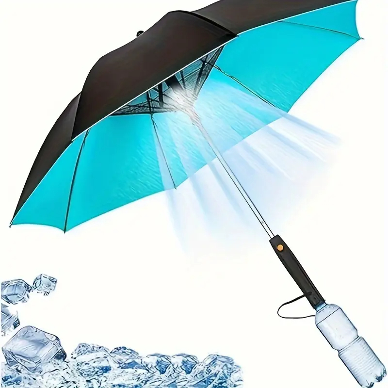 🌟Buy 1 Get 1 Free🌟One Rechargeable Three In One Combination Cooling Umbrella With Fan And Spray Cover Plastic Multicolor