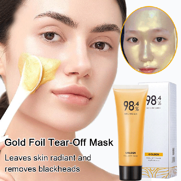 🔥 Buy 1 Get 1 Free  🔥Rednow Gold Foil Peel-Off Mask,Gold Peel Off Face Mask Anti-Wrinkle,98.4% Golden Peel Off Mask,Anti-Aging Gold Face Mask for Moisturizing,Removes Blackheads,Reduces Fine Lines,Cleans Pores(2PCS)