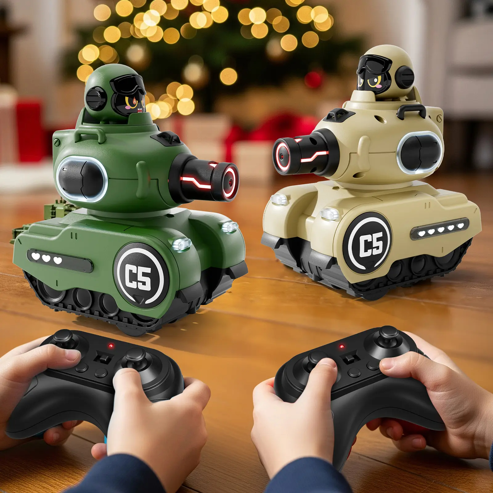 💥 2 Cars 💥Remote Control Tank Toy, RC Vehicle with Lights & Sounds