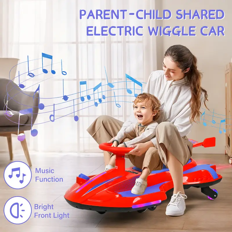 🔥Limited-time offer countdown⏰Buy 1 Get 1 Free🌟12V Electric Wiggle Car with Pedal, 2 in 1 Wiggle Car Ride On Toys for Kids Ages 3 and Up, Anti-Rollover Flashing Wheels, Bluetooth, Music2,Devil Drift Car,