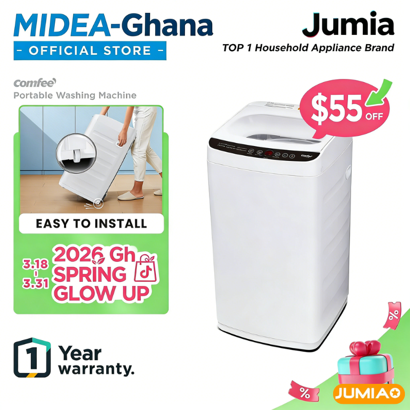 Comfee' Portable Washing Machine, 0.9 cu.ft Compact Washer With LED Display, with pump, 5 Wash Cycles, 2 Built-in Rollers, Space Saving Full-Automatic Washer